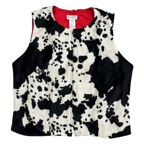 90s Allison Taylor Cow Print Vest - Picture 1 of 5